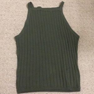 Green ribbed divided tank top.